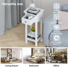 Load image into Gallery viewer, Gymax 2 Tier End Bedside Sofa Side Table with Drawer Shelf Acacia Wood Nightstand White
