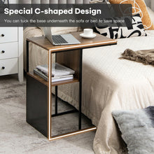 Load image into Gallery viewer, Gymax C Shape Sofa Side End Table Reversible Snack Table Nightstand Steel Frame Oak
