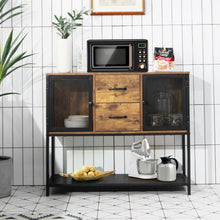 Load image into Gallery viewer, Gymax Industrial Buffet Sideboard Kitchen Cupboard w/ Metal Mesh Doors &amp; 2 Drawers
