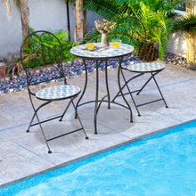 Load image into Gallery viewer, Gymax 3PCS Mosaic Patio Bistro Set Conversation Set w/ Folding Chairs &amp; Round Table
