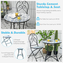 Load image into Gallery viewer, Gymax 3PCS Mosaic Patio Bistro Set Conversation Set w/ Folding Chairs &amp; Round Table
