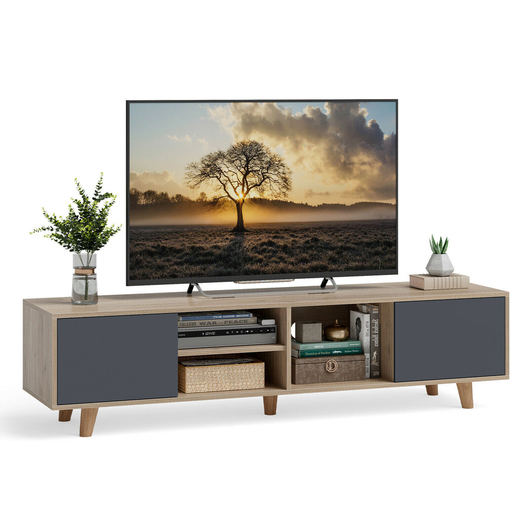 Gymax 63'' TV Stand Media Entertainment Center Console w/2 Doors & Open Shelves