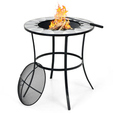 Load image into Gallery viewer, Gymax 23.5&#39;&#39; Round Fire Pit Table Wood Burning Heater W/ Mesh Cover &amp; Fire Poker
