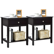 Load image into Gallery viewer, Gymax 2PCS 2-Tier Nightstand Modern Side End Table w/ Drawer &amp; Open Shelf
