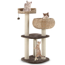 Load image into Gallery viewer, Gymax 41&#39;&#39; Hand-Made Cat Tree Tower Natural Bowl Shaped w/ 2 Perch
