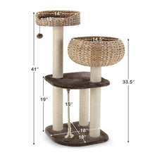 Load image into Gallery viewer, Gymax 41&#39;&#39; Hand-Made Cat Tree Tower Natural Bowl Shaped w/ 2 Perch
