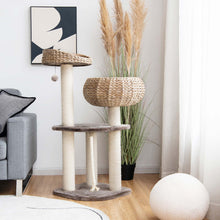 Load image into Gallery viewer, Gymax 41&#39;&#39; Hand-Made Cat Tree Tower Natural Bowl Shaped w/ 2 Perch
