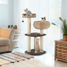 Load image into Gallery viewer, Gymax 41&#39;&#39; Hand-Made Cat Tree Tower Natural Bowl Shaped w/ 2 Perch
