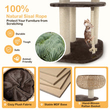 Load image into Gallery viewer, Gymax 41&#39;&#39; Hand-Made Cat Tree Tower Natural Bowl Shaped w/ 2 Perch
