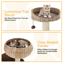 Load image into Gallery viewer, Gymax 41&#39;&#39; Hand-Made Cat Tree Tower Natural Bowl Shaped w/ 2 Perch
