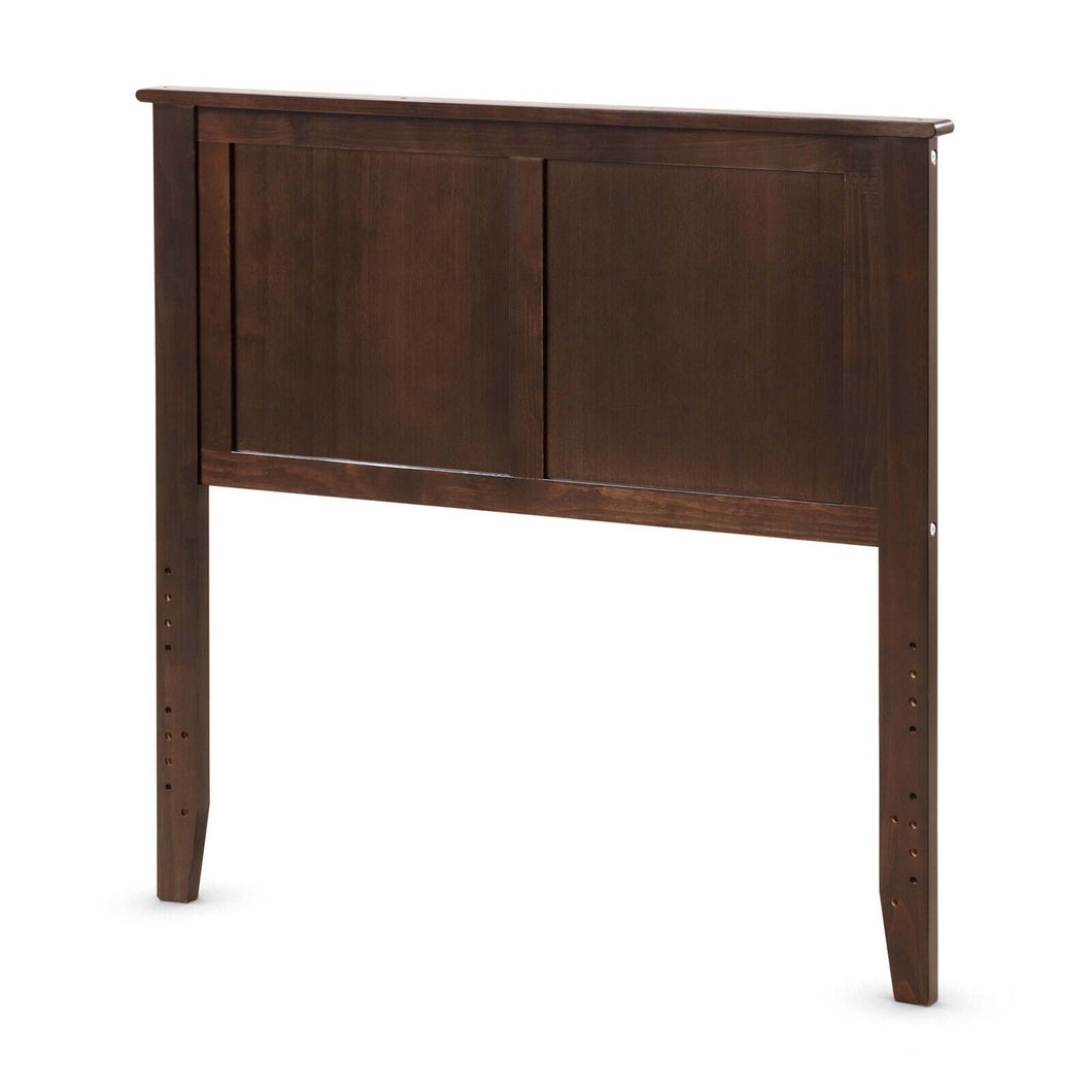 Gymax Twin Wood Headboard Flat Panel Pre-drilled Holes Height Adjustment Brown