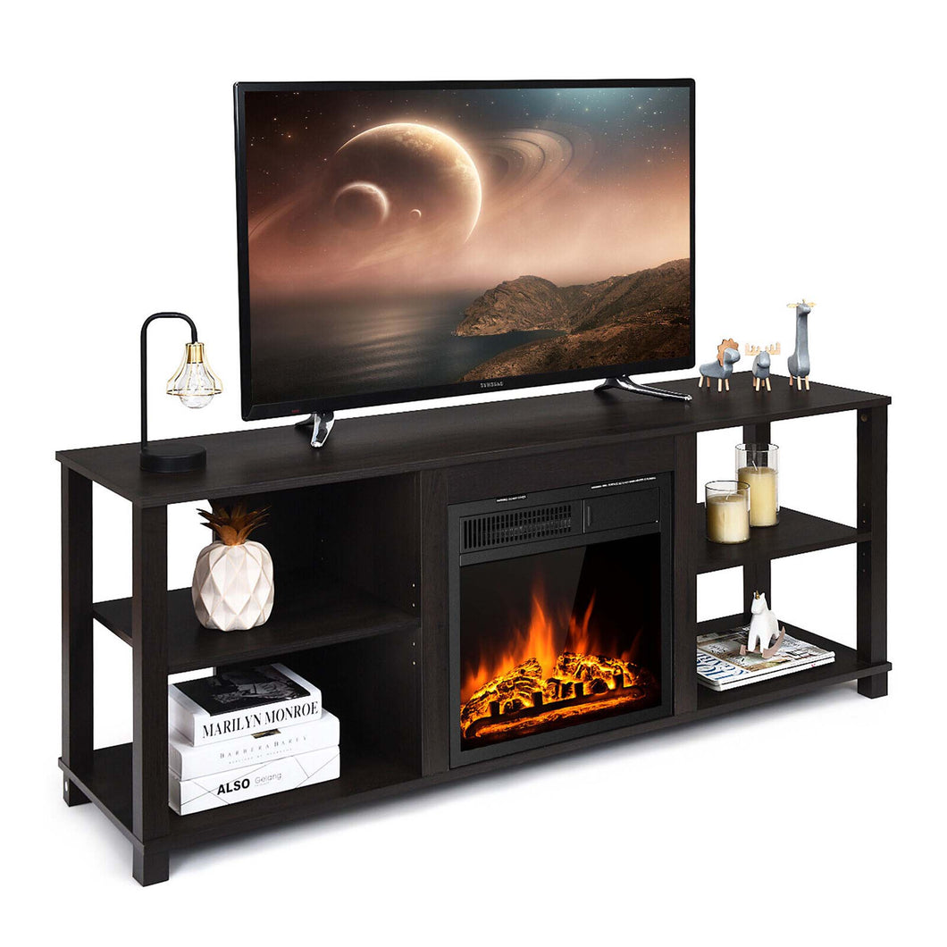 Gymax 59'' Fireplace TV Stand Entertainment Center w/ 18'' 1500W Electric Fireplace