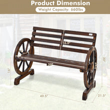 Load image into Gallery viewer, Gymax Patio Wagon Wheel Bench Outdoor Garden Wooden Rustic Bench w/ Slatted Design
