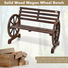 Load image into Gallery viewer, Gymax Patio Wagon Wheel Bench Outdoor Garden Wooden Rustic Bench w/ Slatted Design
