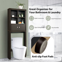 Load image into Gallery viewer, Gymax Over the Toilet Storage Rack 2-Door Bathroom Space Saver Adjustable Shelf Brown
