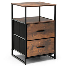 Load image into Gallery viewer, Gymax 2-Drawer Dresser w/ Shelves Fabric Dresser Sturdy Steel Frame Wooden Top Rustic
