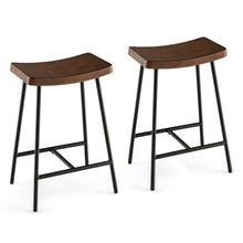 Load image into Gallery viewer, Gymax 2PCS 24&#39;&#39; Industrial Bar Stools Saddle Backless Counter Height Chairs
