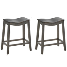 Load image into Gallery viewer, Gymax Set of 2 Saddle Bar Stools Counter Height Kitchen Chairs w/ Rubber Wood Legs
