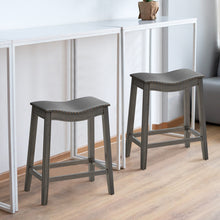 Load image into Gallery viewer, Gymax Set of 2 Saddle Bar Stools Counter Height Kitchen Chairs w/ Rubber Wood Legs
