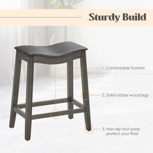 Load image into Gallery viewer, Gymax Set of 2 Saddle Bar Stools Counter Height Kitchen Chairs w/ Rubber Wood Legs

