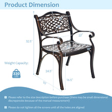 Load image into Gallery viewer, Gymax Set of 2 Outdoor Dining Chairs Cast Aluminum Patio Bistro Chairs Armchairs
