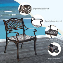 Load image into Gallery viewer, Gymax Set of 2 Outdoor Dining Chairs Cast Aluminum Patio Bistro Chairs Armchairs
