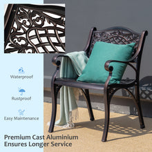 Load image into Gallery viewer, Gymax Set of 2 Outdoor Dining Chairs Cast Aluminum Patio Bistro Chairs Armchairs
