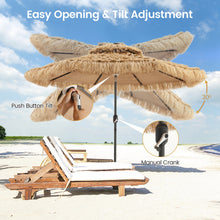 Load image into Gallery viewer, Gymax 9 ft Solar Powered Thatched Tiki Patio Umbrella Beach 2 Tier Hawaiian Crank
