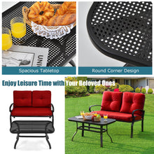 Load image into Gallery viewer, Gymax 2PCS Patio Loveseat &amp; Table Set Conversation Sofa Set w/ Red Cushions
