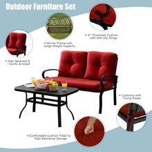 Load image into Gallery viewer, Gymax 2PCS Patio Loveseat &amp; Table Set Conversation Sofa Set w/ Red Cushions
