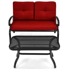 Load image into Gallery viewer, Gymax 2PCS Patio Loveseat &amp; Table Set Conversation Sofa Set w/ Red Cushions
