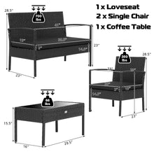 Load image into Gallery viewer, Gymax 4PCS Rattan Patio Conversation Set Outdoor Wicker Furniture Set w/ Cushions
