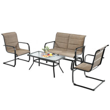 Load image into Gallery viewer, Gymax 4PCS Patio Conversation Set Cotton Padded Furniture Set w/ Swing Glider Loveseat
