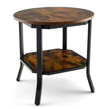 Load image into Gallery viewer, Gymax 2-Tier Sofa End Side Table Nightstand Round Tabletop for Living Room Brown
