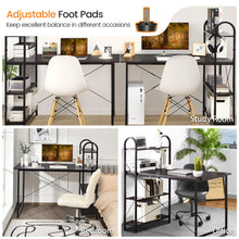 Load image into Gallery viewer, Gymax Reversible Computer Desk Study Workstation Home Office 4-tier Bookshelf
