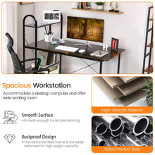 Load image into Gallery viewer, Gymax Reversible Computer Desk Study Workstation Home Office 4-tier Bookshelf
