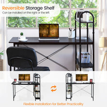 Load image into Gallery viewer, Gymax Reversible Computer Desk Study Workstation Home Office 4-tier Bookshelf

