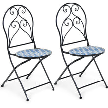 Load image into Gallery viewer, Gymax Set of 2 Folding Patio Bistro Chairs Mosaic Chairs Outdoor Dining Chairs
