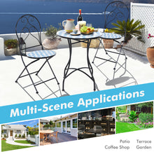 Load image into Gallery viewer, Gymax Set of 2 Folding Patio Bistro Chairs Mosaic Chairs Outdoor Dining Chairs
