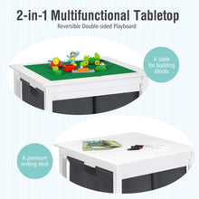 Load image into Gallery viewer, Gymax 2-in-1 Kids Double-sided Activity Building Block Table w/ Storage Drawers White
