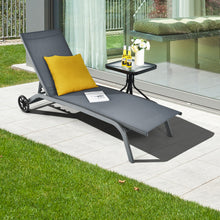 Load image into Gallery viewer, Gymax Outdoor Chaise Lounge Chair Adjustable Patio Recliner w/ Wheels Grey
