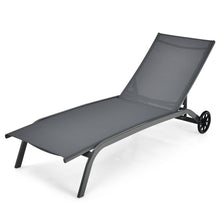 Load image into Gallery viewer, Gymax Outdoor Chaise Lounge Chair Adjustable Patio Recliner w/ Wheels Grey
