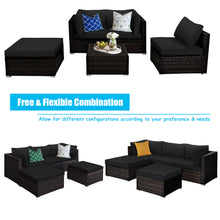 Load image into Gallery viewer, Gymax 5PCS Rattan Patio Conversation Set Outdoor Furniture Set w/ Black Cushions
