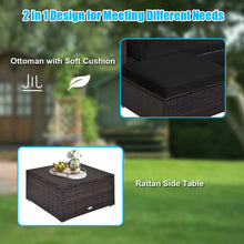 Load image into Gallery viewer, Gymax 5PCS Rattan Patio Conversation Set Outdoor Furniture Set w/ Black Cushions

