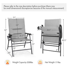 Load image into Gallery viewer, Gymax 2PCS Patio Padded Folding Portable Chair Camping Dining Outdoor Gray
