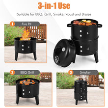 Load image into Gallery viewer, Gymax 3 in 1 Vertical Charcoal BBQ Smoker Grill Separable w/ Built-in Thermometer
