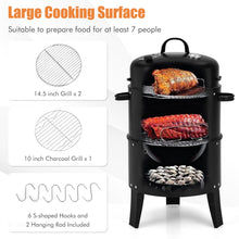 Load image into Gallery viewer, Gymax 3 in 1 Vertical Charcoal BBQ Smoker Grill Separable w/ Built-in Thermometer
