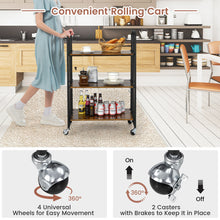 Load image into Gallery viewer, Gymax 3-Tier Folding Bar Cart Kitchen Serving Island Utility Cart Storage Shelves
