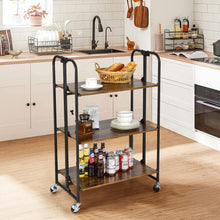 Load image into Gallery viewer, Gymax 3-Tier Folding Bar Cart Kitchen Serving Island Utility Cart Storage Shelves
