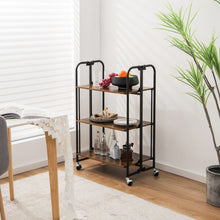 Load image into Gallery viewer, Gymax 3-Tier Folding Bar Cart Kitchen Serving Island Utility Cart Storage Shelves
